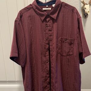 Moda Men's Dark Red Casual Button Down Shirt